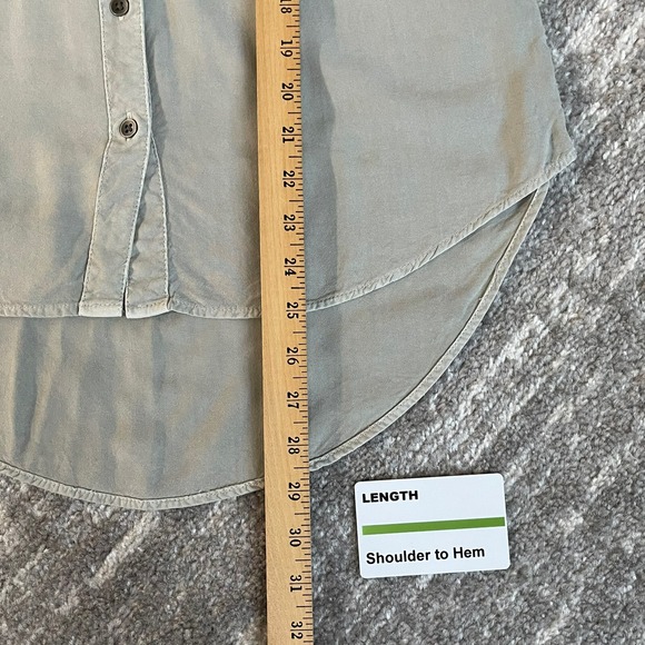 Rock & Republic Utility Shirt Women Size XS Light Green Beaded Shoulder Detail - Picture 12 of 12